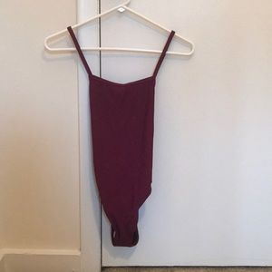 Never worn, maroon swimsuit